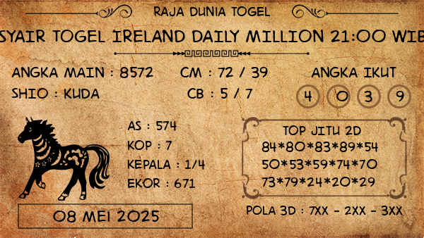 Prediksi Ireland Daily Million 21:00 WIB