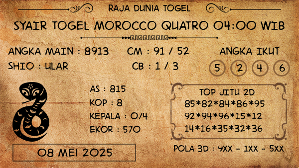 Prediksi Morocco Quatro 04:00 WIB