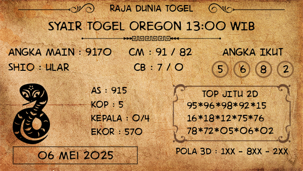 Prediksi Oregon 13:00 WIB