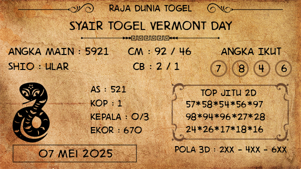 Prediksi Vermont Day